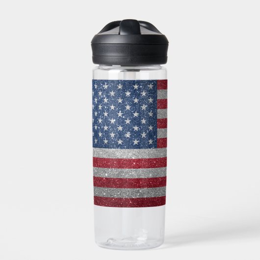 USA Flag Glitzern look Trinkflasche (Vorderseite)