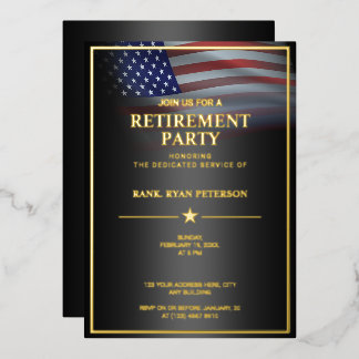 USA Flag Gold Foil Luxury Black Invasion Folien Feiertagskarte
