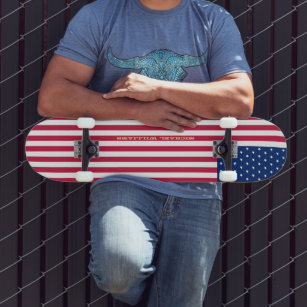 USA Flag Gold Monogram Patriotic American Skater Skateboard