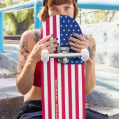 USA Flag Gold Monogram Patriotic American Skater Skateboard