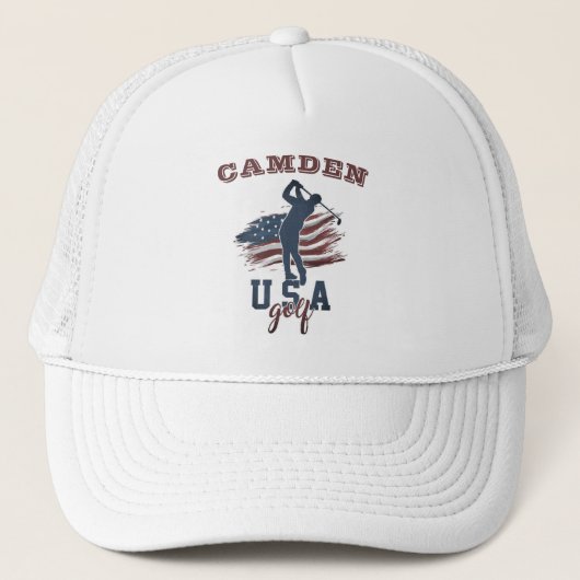 USA Flag Golf Swing Name Truckerkappe (Vorderseite)