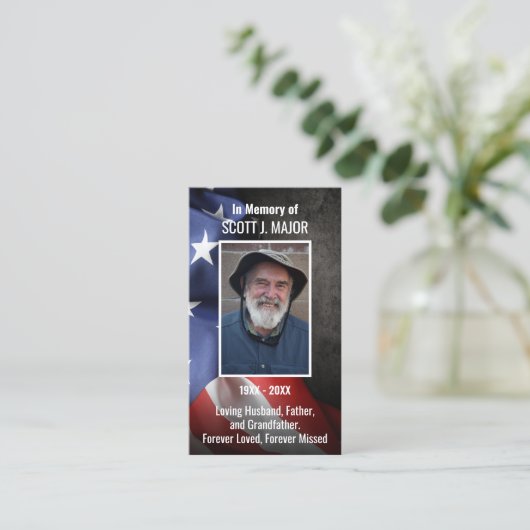 USA Flag Grabmal Memorial Gebet Fotokarte Visitenkarte (Stehend Vorderseite)