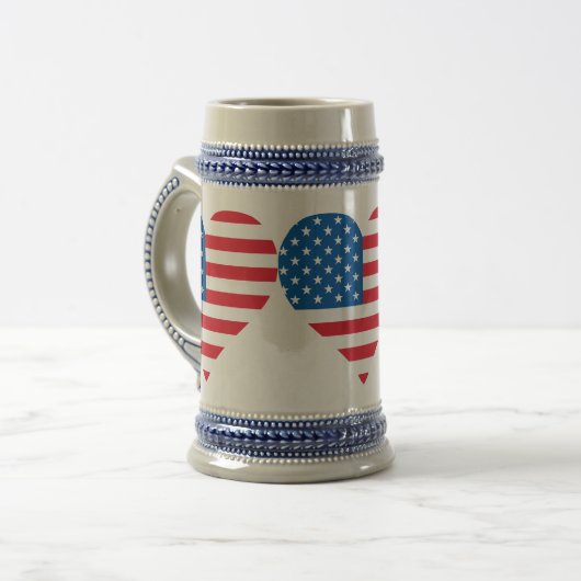 Usa Flag Gray/Blue 22 oz Stein Bierglas (Vorderseite Links)