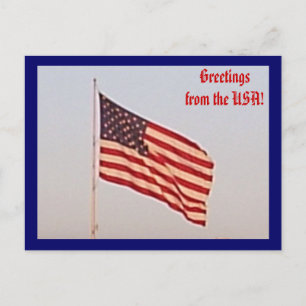 USA Flag Greetings Postcard Postkarte