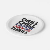 USA Flag Grill Chill Labour Day Thrill America Pappteller (Schrägansicht)