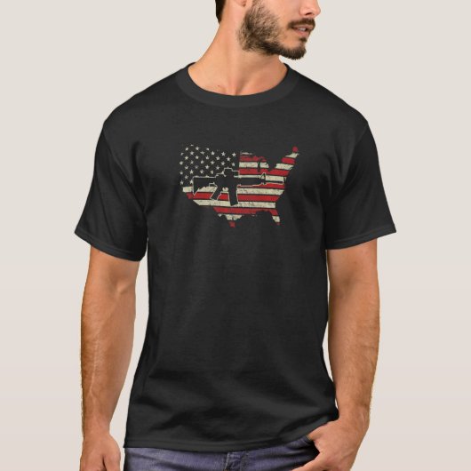 USA Flag Gun AR15 Pro Guns American Flag 2nd Amend T-Shirt (Vorderseite)