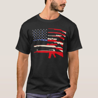 USA Flag Guns Weapon Rifles 2A Abänderung 4 Juli T-Shirt