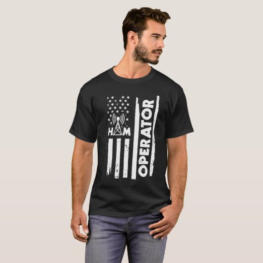 USA Flag Ham Radio Operator Apparel America T-Shirt (Vorne ganz)