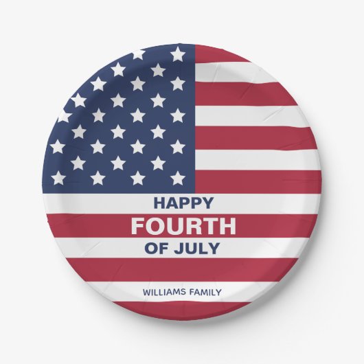 USA Flag Happy Amerikanische Unabhängigkeitstag Be Pappteller (Vorderseite)