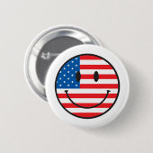 USA Flag Happy Face Button (Vorne & Hinten)