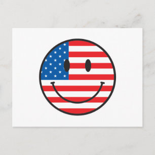 USA Flag Happy Face Postkarte