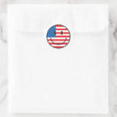 USA Flag Happy Face Runder Aufkleber (Tasche)