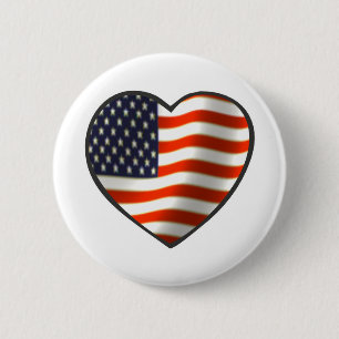 USA Flag Heart Button