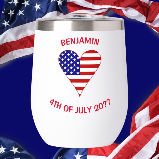 USA Flag Heart Funky Personalisiert