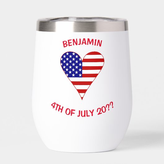 USA Flag Heart Funky Personalisiert (Rückseite)