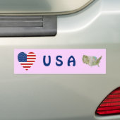 USA Flag Heart + Map Autoaufkleber (Auf Auto)