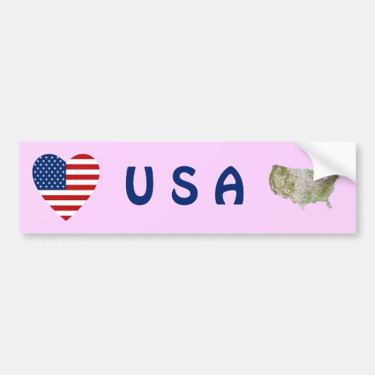 USA Flag Heart + Map Autoaufkleber (Vorne)