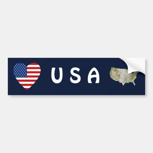 USA Flag Heart + Map Autoaufkleber (Vorne)