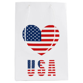USA Flag Heart Medium Geschenktasche für Patriotis Mittlere Geschenktüte