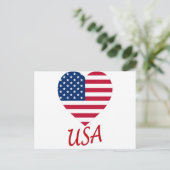 USA Flag Heart Postkarte (Stehend Vorderseite)