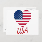 USA Flag Heart Postkarte (Vorne/Hinten)