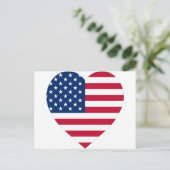 USA Flag Heart Postkarte (Stehend Vorderseite)