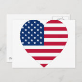 USA Flag Heart Postkarte (Vorne/Hinten)