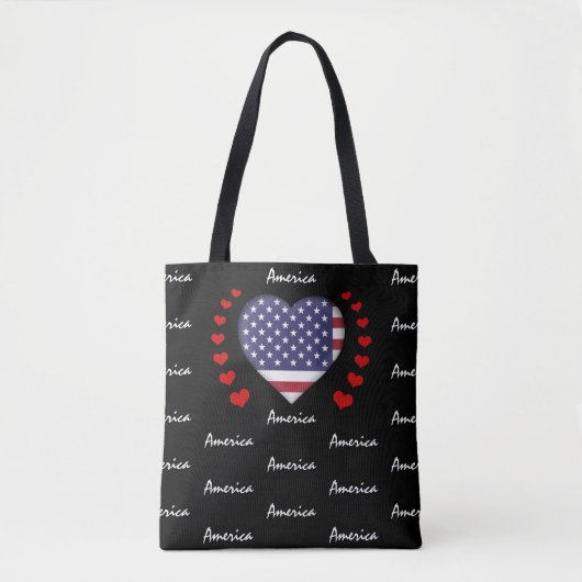 USA Flag & Heart United Staaten Flag Fashion / spo Tasche (Vorderseite)