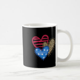 USA Flag Herz 4. Juli Leopard Patriotic Red W Kaffeetasse