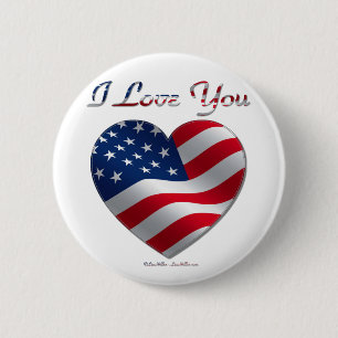 USA Flag Herz I Liebe You Button