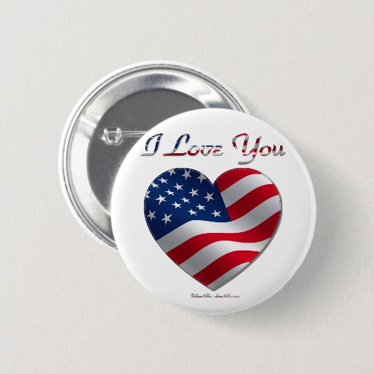 USA Flag Herz I Liebe You Button (Vorne & Hinten)