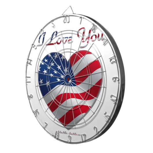 USA Flag Herz I Liebe You Dartscheibe (Vorderseite rechts)