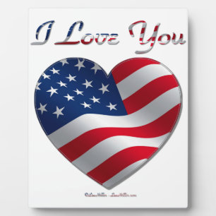 USA Flag Herz I Liebe You Fotoplatte