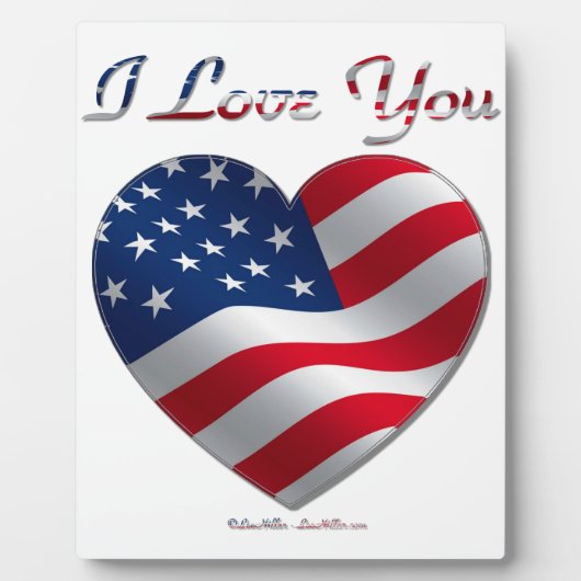 USA Flag Herz I Liebe You Fotoplatte (Vorderseite)