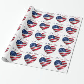 USA Flag Herz I Liebe You Geschenkpapier (Ungerollt)