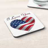 USA Flag Herz I Liebe You Getränkeuntersetzer (Linke Seite)