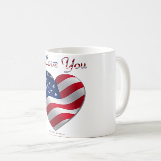 USA Flag Herz I Liebe You Kaffeetasse (VorderseiteRechts)