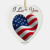 USA Flag Herz I Liebe You Keramik Ornament (Rechts)