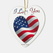 USA Flag Herz I Liebe You Keramik Ornament (Links)