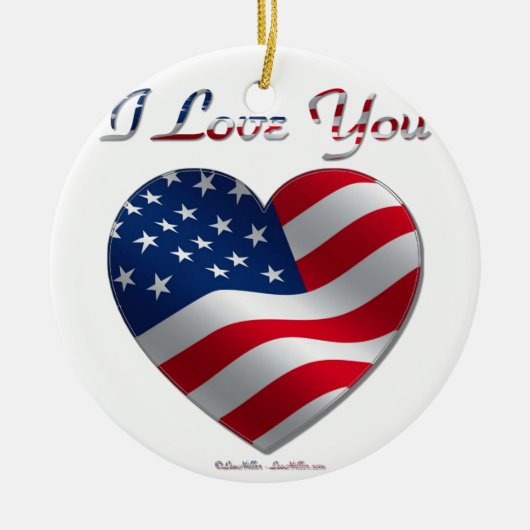 USA Flag Herz I Liebe You Keramikornament (Vorne)