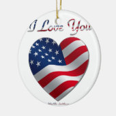 USA Flag Herz I Liebe You Keramikornament (Links)