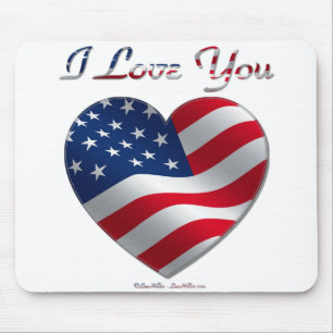 USA Flag Herz I Liebe You Mousepad