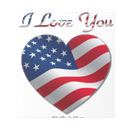USA Flag Herz I Liebe You Notizblock (Vorderseite)