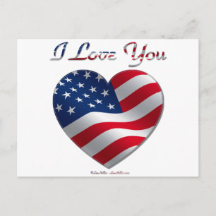 USA Flag Herz I Liebe You Postkarte