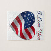 USA Flag Herz I Liebe You Puzzle (Horizontal)