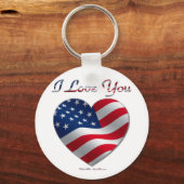 USA Flag Herz I Liebe You Schlüsselanhänger (Vorderseite)