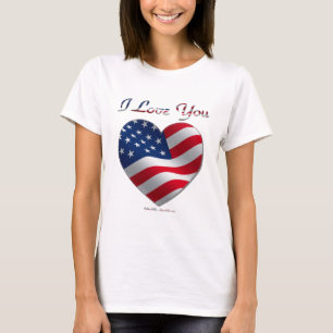 USA Flag Herz I Liebe You T-Shirt