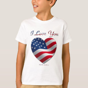 USA Flag Herz I Liebe You T-Shirt