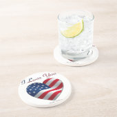 USA Flag Herz I Liebe You Untersetzer (Seite)