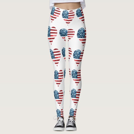 usa Flag Herz Leggings (Vorderseite)